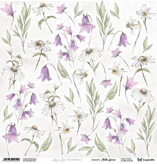 SCRAPandME 30,5x30,5cm einseitig Scrapbooking Papier 250g, Blumen Flowers