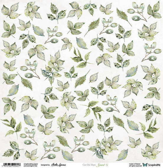 SCRAPandME 30,5x30,5cm einseitig Scrapbooking Papier 250g, Leaves 5