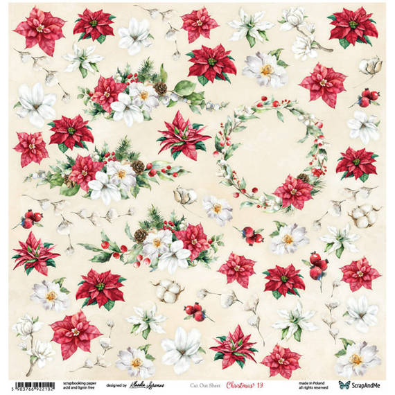 SCRAPandME 30x30cm einseitig Scrapbooking Papier 250g, Christmas 19