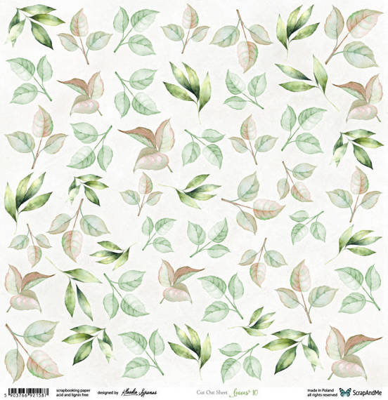 SCRAPandME 30x30cm einseitig Scrapbooking Papier 250g, Leaves 10