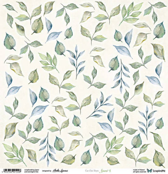 SCRAPandME 30x30cm einseitig Scrapbooking Papier 250g, Leaves 8 