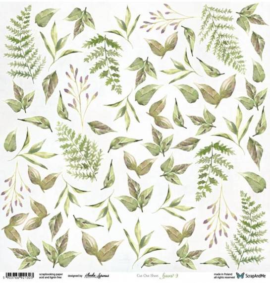 SCRAPandME 30x30cm einseitig Scrapbooking Papier 250g, Leaves 9