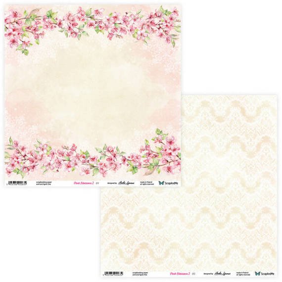 SCRAPandME 6Blatt 30,5x30,5cm doppelseitig Scrapbooking Papier 250g, Pink Blossom 2