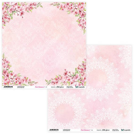 SCRAPandME 6Blatt 30,5x30,5cm doppelseitig Scrapbooking Papier 250g, Pink Blossom 2