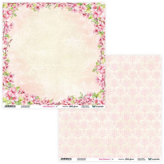 SCRAPandME 6Blatt 30,5x30,5cm doppelseitig Scrapbooking Papier 250g, Pink Blossom 2