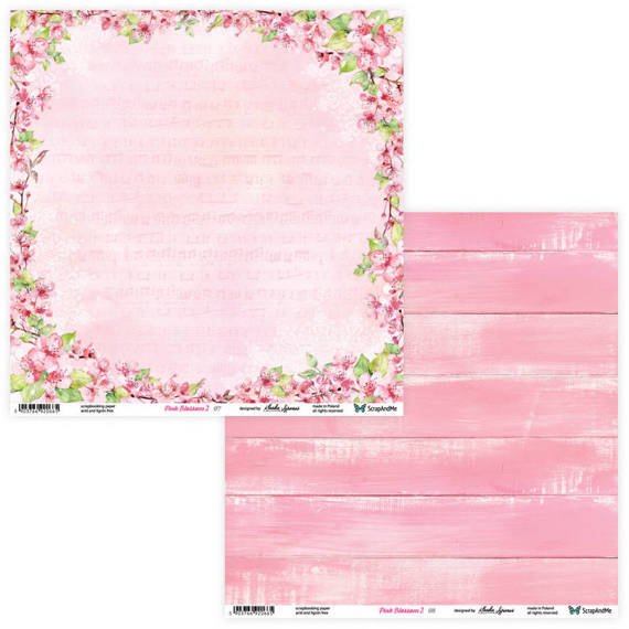 SCRAPandME 6Blatt 30,5x30,5cm doppelseitig Scrapbooking Papier 250g, Pink Blossom 2