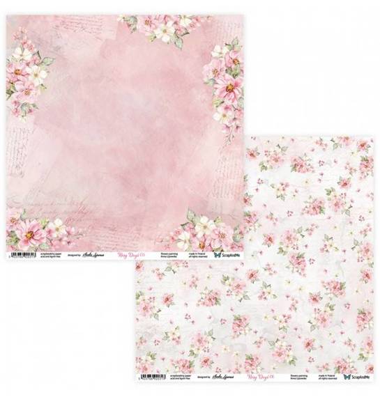 SCRAPandME 6Blatt 30,5x30,5cm doppelseitig Scrapbooking Papier 250g, Rosy Days