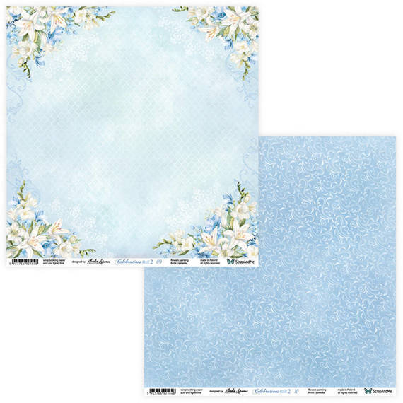 SCRAPandME 6Blatt 30x30cm doppelseitig Scrapbooking Papier 250g, Celebrations Blue 2