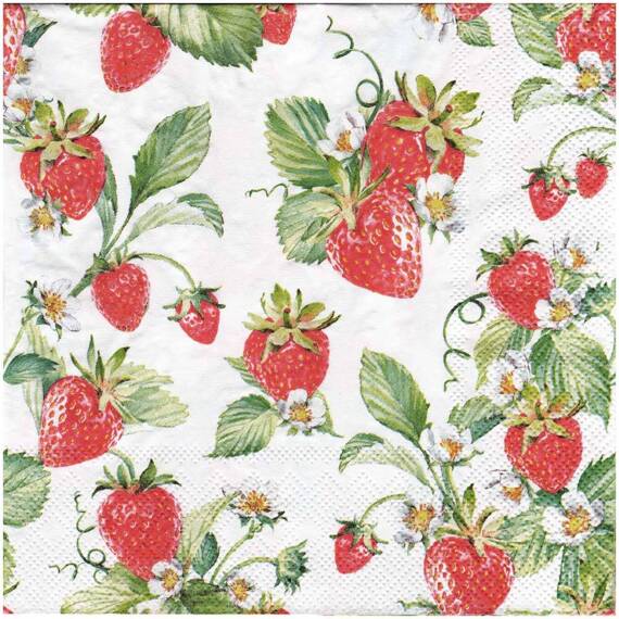 SERVIETTEN 1 Stück Motivservietten Decoupage Napkin 33x33cm - Garden strawberries 