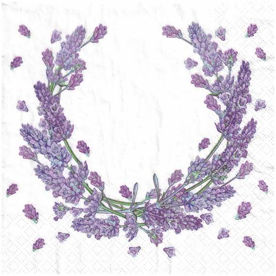 SERVIETTEN 1 Stück Motivservietten Decoupage Napkin 33x33cm, Lavender wreath