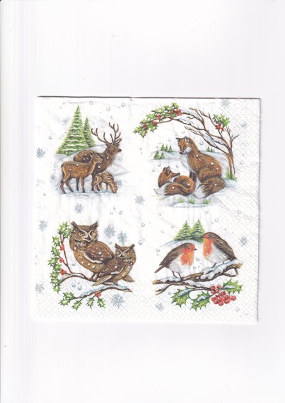 SERVIETTEN 1 Stück Motivservietten Decoupage Napkin 33x33cm - Wintertiere Tiere