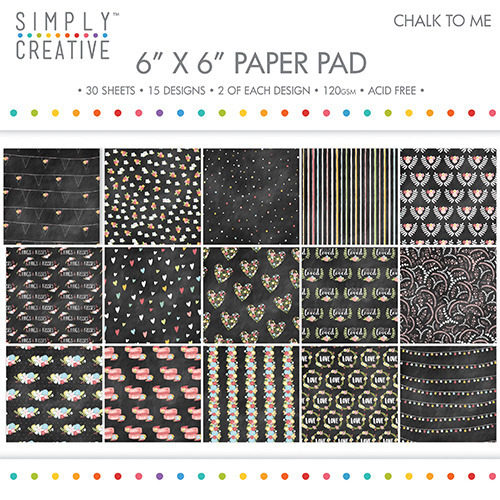 SIMPLY CREATIVE Set 30 Blatt 15x15cm Scrapbooking Craft Papier 120g, Chalk to Me