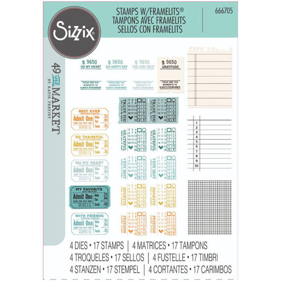 SIZZIX Framelits Stanzform Präge Stanzschablone + Stempelset, Forever Journal Essentials by 49 and Market