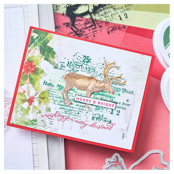 SIZZIX Framelits Stanzform Präge Stanzschablone + Stempelset, Reindeer Mix Cluster by 49 and Market