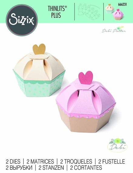 SIZZIX Stanzform Präge Stanzschablone Cutting Die, Fabulous Cupcake Box Muffin-Box