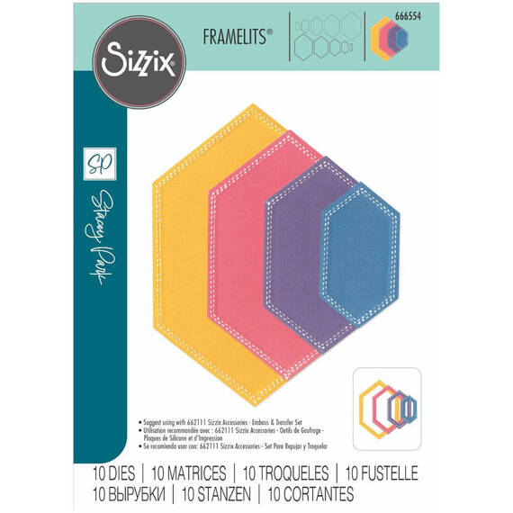 SIZZIX Stanzform Präge Stanzschablone Cutting Die Framelits, Stitched Hexagons