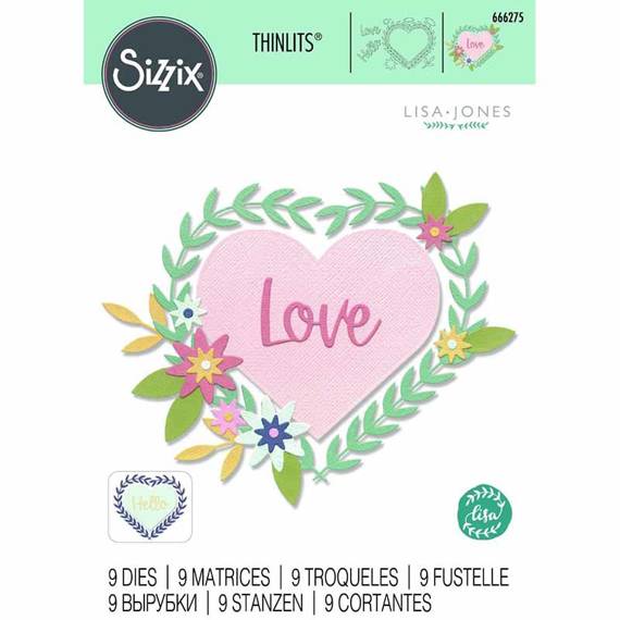 SIZZIX Stanzform Präge Stanzschablone Cutting Die, Hello Love Herz 