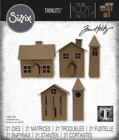 SIZZIX Stanzform Präge Stanzschablone Cutting Die, Paper Village #2 by Tim Holtz