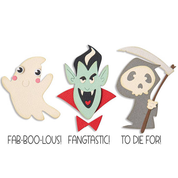 SIZZIX Stanzform Präge Stanzschablone Cutting Die, Spooky Friends by Pete Hughes