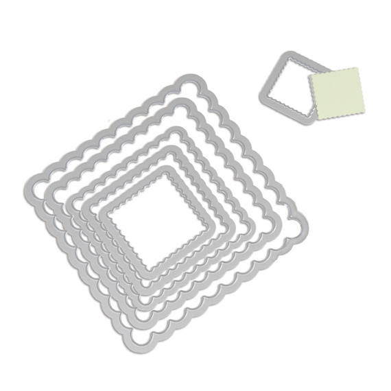 SIZZIX Stanzform Präge Stanzschablone Cutting Die, Squares Scallop 657566