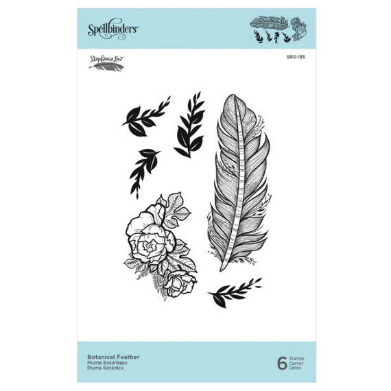 SPELLBINDERS - Gummistempel Motivstempel - Botanical Feather,  Blumen Stift