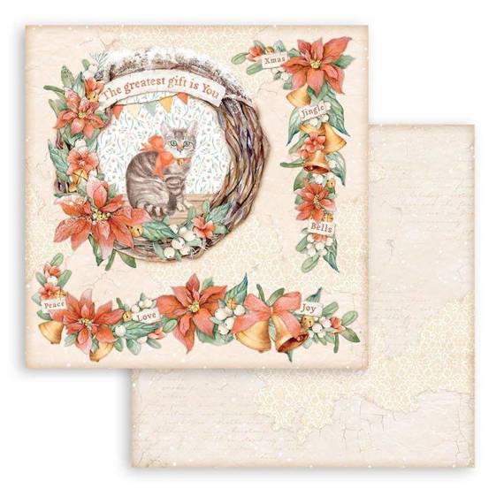 STAMPERIA 30x30cm doppelseitig Scrapbooking Papier 250g, All Around Christmas girlanden