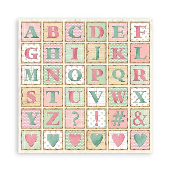 STAMPERIA 30x30cm doppelseitig Scrapbooking Papier 250g, Daydream Alphabet