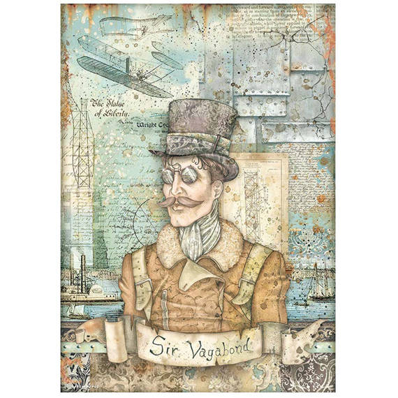 STAMPERIA A4 Reispapier Decoupage Bastelpapier, Aviator portret