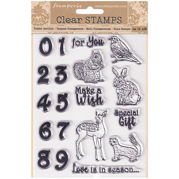 STAMPERIA Clear Stamps Stempeln Set Motivstempel,  Cozy Winter Sweet Zahlen Tiere