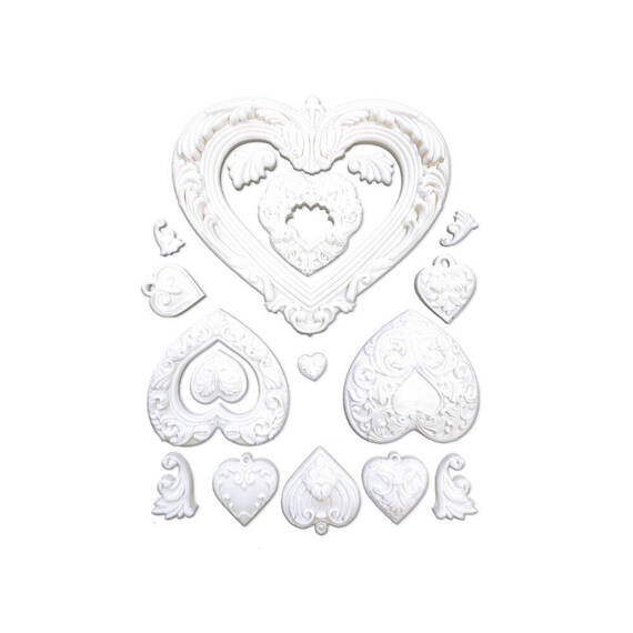 STAMPERIA SILIKONFORM Mold Abformen Gießen Mould, Hearts - Herzen