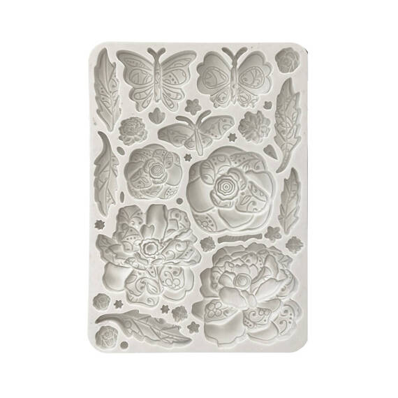 STAMPERIA SILIKONFORM Mold Abformen Gießen Mould, Old lace Schmetterlinge und Blumen