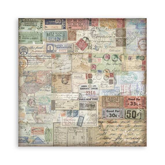 STAMPERIA Set 10 Blatt 20x20cm doppelseitig Scrapbooking Papier 190g, Art of Travelling