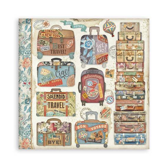 STAMPERIA Set 10 Blatt 20x20cm doppelseitig Scrapbooking Papier 190g, Art of Travelling