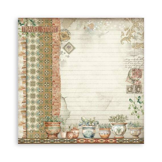 STAMPERIA Set 10 Blatt 20x20cm doppelseitig Scrapbooking Papier 190g, Art of Travelling