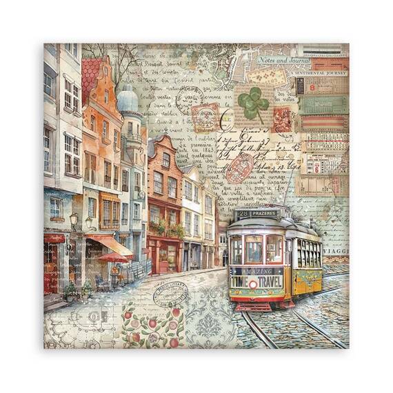 STAMPERIA Set 10 Blatt 20x20cm doppelseitig Scrapbooking Papier 190g, Art of Travelling