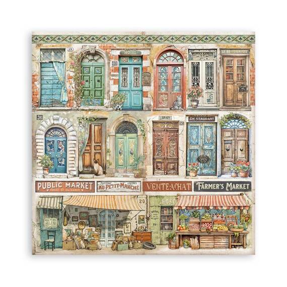 STAMPERIA Set 10 Blatt 20x20cm doppelseitig Scrapbooking Papier 190g, Art of Travelling