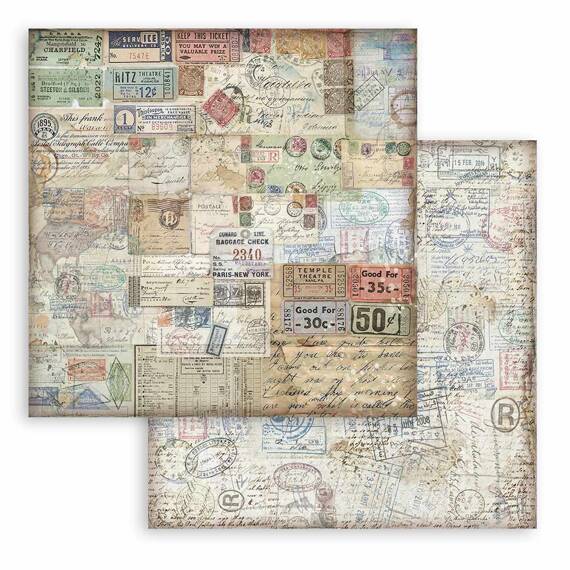 STAMPERIA Set 10 Blatt 20x20cm doppelseitig Scrapbooking Papier 190g, Art of Travelling