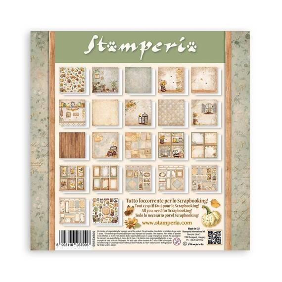 STAMPERIA Set 10 Blatt 20x20cm doppelseitig Scrapbooking Papier 190g, Golden Harmony