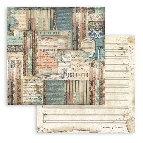 STAMPERIA Set 10 Blatt 20x20cm doppelseitig Scrapbooking Papier 190g, Music