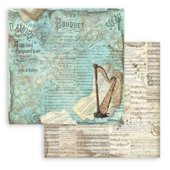 STAMPERIA Set 10 Blatt 20x20cm doppelseitig Scrapbooking Papier 190g, Music