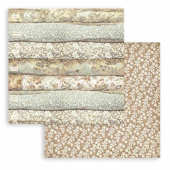 STAMPERIA Set 10 Blatt 20x20cm doppelseitig Scrapbooking Papier 190g, Old lace