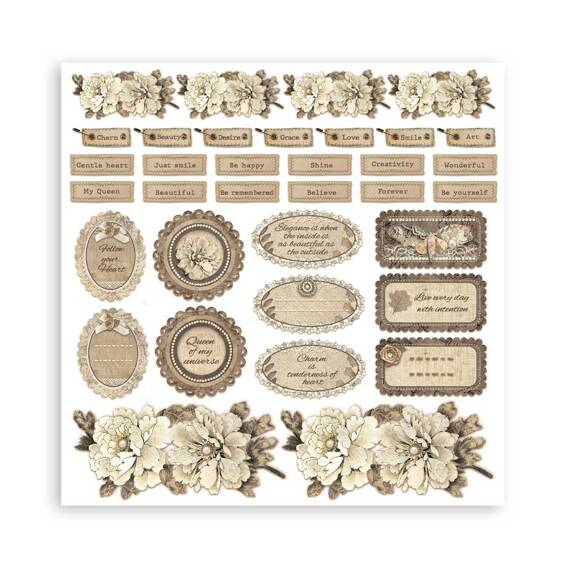 STAMPERIA Set 10 Blatt 20x20cm doppelseitig Scrapbooking Papier 190g, Old lace