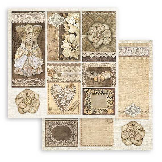 STAMPERIA Set 10 Blatt 20x20cm doppelseitig Scrapbooking Papier 190g, Old lace