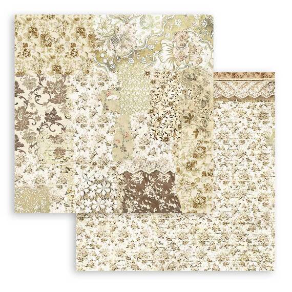 STAMPERIA Set 10 Blatt 20x20cm doppelseitig Scrapbooking Papier 190g, Old lace