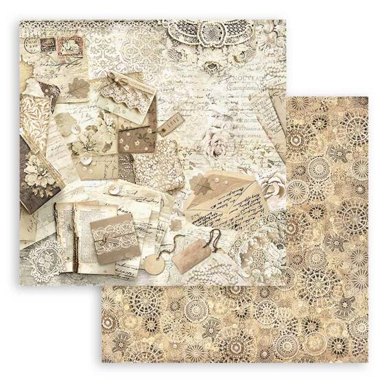 STAMPERIA Set 10 Blatt 20x20cm doppelseitig Scrapbooking Papier 190g, Old lace