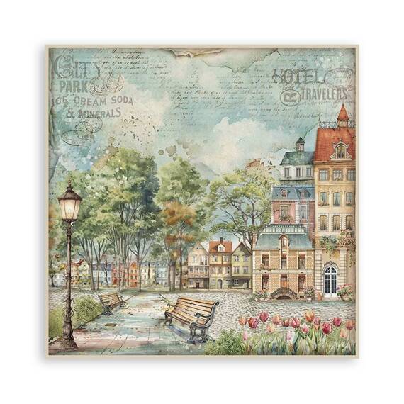 STAMPERIA Set 10 Blatt 30,5x30,5cm doppelseitig Scrapbooking Papier 190g, Art of Travelling