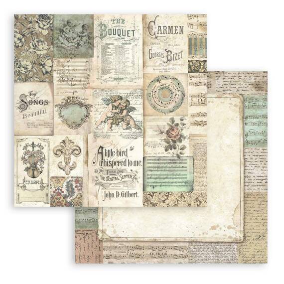 STAMPERIA Set 10 Blatt 30,5x30,5cm doppelseitig Scrapbooking Papier 190g, Music