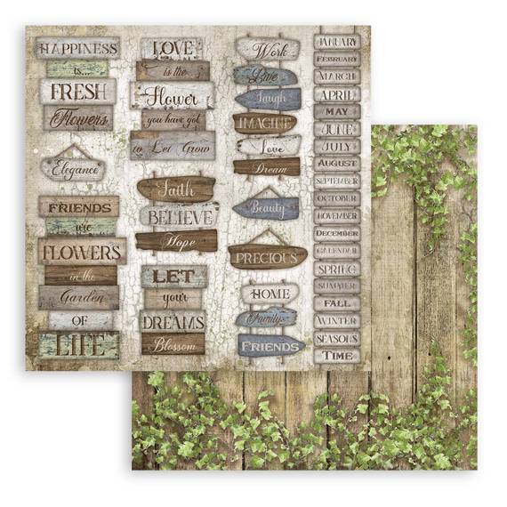 STAMPERIA Set 10 Blatt 30,5x30,5cm doppelseitig Scrapbooking Papier 190g, Romantic Garden House