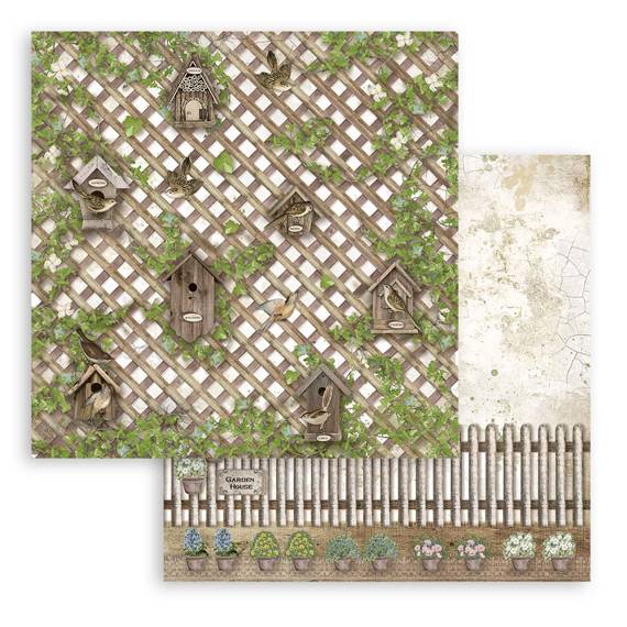 STAMPERIA Set 10 Blatt 30,5x30,5cm doppelseitig Scrapbooking Papier 190g, Romantic Garden House