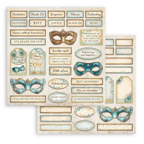 STAMPERIA Set 10 Blatt 30,5x30,5cm doppelseitig Scrapbooking Papier, Masquerade